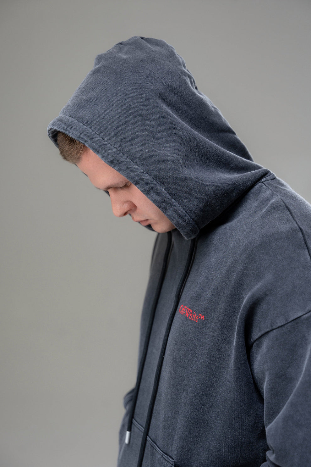 Off-White Red Angel Cotton Hoodie Black