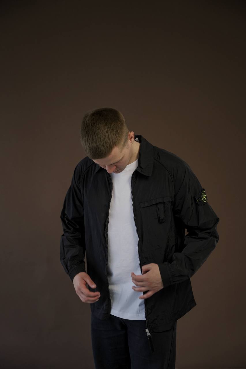 Stone Island Garment-Dyed Nylon Metal Overshirt Black