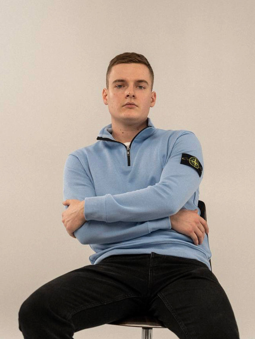 STONE ISLAND 1/3 ZIP CARDIGAN COTTON BLUE