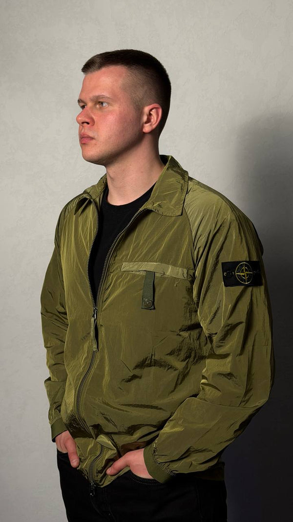 Stone Island Garment-Dyed Nylon Metal Overshirt Green