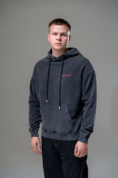 Off-White Red Angel Cotton Hoodie Black