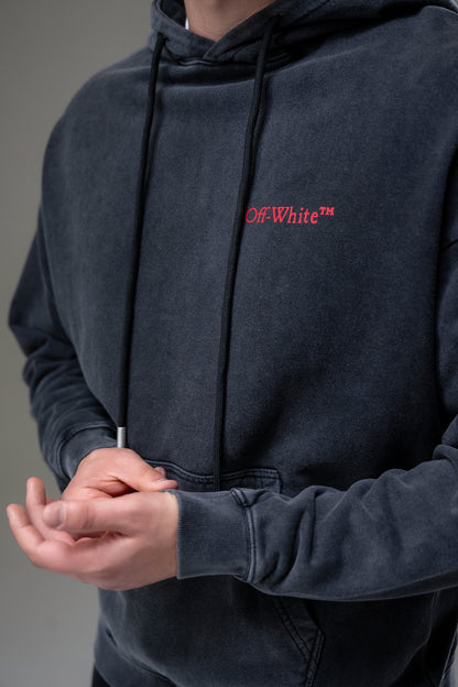 Off-White Red Angel Cotton Hoodie Black
