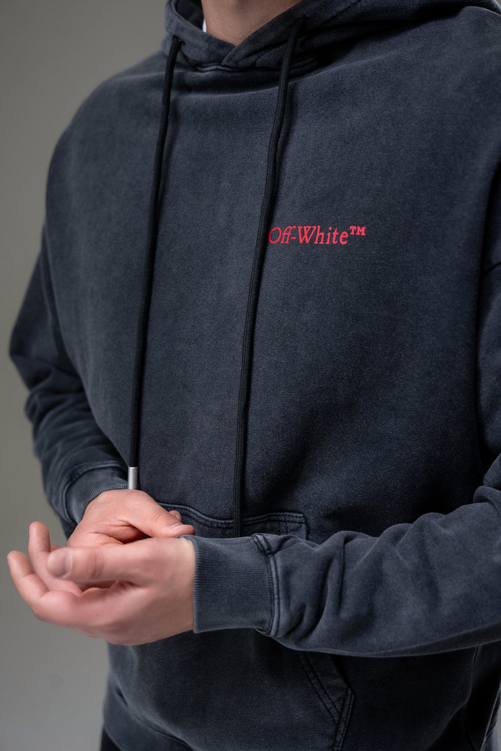 Off-White Red Angel Cotton Hoodie Black