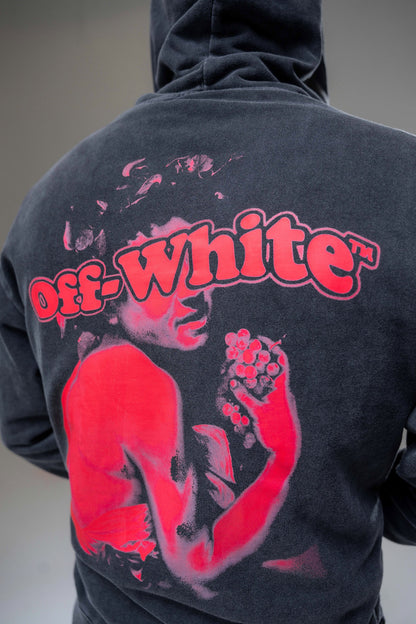Off-White Red Angel Cotton Hoodie Black