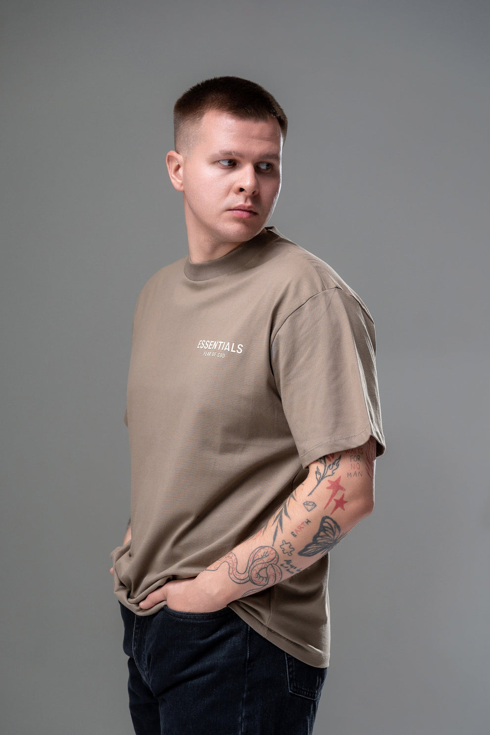 Футболка Essentials Boxy Logo Sandy